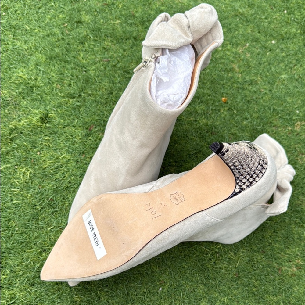 Women's Beige Pointed Toe Ankle Boots